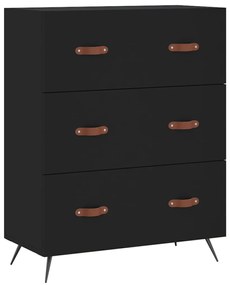 827821 vidaXL Comodă cu sertare, negru, 69,5x34x90 cm, lemn compozit