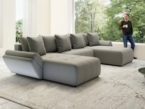 Colțar extensibil dumonde cu ladă de depozitare si sezut confortabil din spuma high-density, Berlin U Royal Grey 380x180 cm