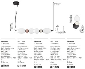 Pendul LED decorativ ceramic Gri, Alb, PALLINA