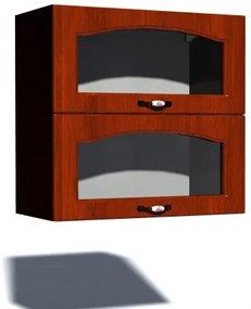 Corp superior vitrina 80 cu 2 usi orizontale Zebra MDF mustata cedru