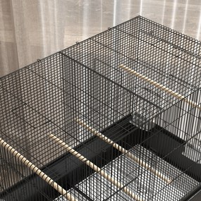 PawHut Cușcă păsări cușcă papagal cu suport roți pentru cacatua papagal canari papagal 85 x 49 x 119 cm negru | Aosom Romania