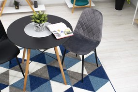 OFERTA Scaun din catifea gri inchis ASTI cu picioare negre Calitatea a II-a