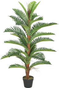 HOMCOM Palmier artificial 120 cm cu 24 frunze din PEVA, plantă decorativă cu ghiveci din plastic, verde | Aosom Romania