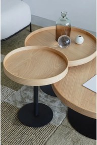 Măsuță de cafea în culoare naturală rotundă cu blat cu aspect de lemn de stejar ø 70 cm Yuri L – White Label