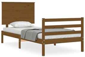 3195209 vidaXL Cadru de pat cu tăblie, maro miere, 90x200 cm, lemn masiv