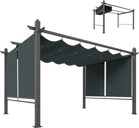 Outsunny Pergolă 3 x 4 m copertină pentru terasă cu acoperiș glisant, rulouri retractabile automat, protecție UV50+, cadru din aluminiu | Aosom Romania