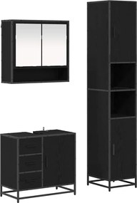 vidaXL Set de mobilier pentru baie 3 pcs Stejar Negru Lemn compozit