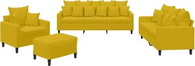 vidaXL Set de canapele cu perne, 4 piese, galben, catifea