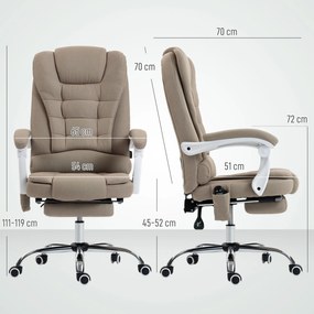 Vinsetto Fotoliu de birou executiv cu masaj și încălzire, înălțime reglabilă, spătar rabatabil, stofă din in, bej | Aosom Romania