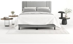 Pat matrimonial gri tapițat cu spațiu de depozitare 160x200 cm Musca – Maison de Rêve