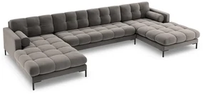Coltar tapitat Bali, Gri deschis/7 locuri/picioare negre