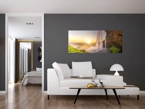 Tablou - Seljalandsfoss din spatele peșterii (120x50 cm)
