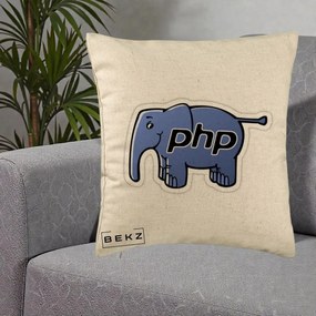 Perna Personalizata PHP Elephant, 40x40 cm, Bej, Husa Detasabila, Perna Inclusa, BEKZ®