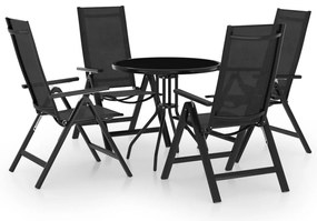 vidaXL Set mobilier bistro, 5 piese, negru și antracit