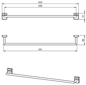 Suport prosop Ferro, Metalia 12, 60 cm, crom - 0228.0