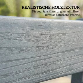 Outsunny Bancă de grădină 2 locuri rezistentă la intemperii din plastic Bancă exterior cu design cu lamele aspect lemn Spătar Gri | Aosom Romania