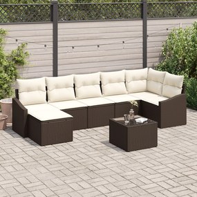 vidaXL Set de canapele pentru grădină 8 pcs Maro Rattan poli