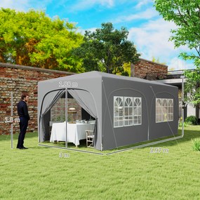 Outsunny Tonelă pliabilă 3 x 6 m Pop-Up, UPF50+ Înălțime reglabilă, cu sac de transport și saci de nisip, gri deschis | Aosom Romania