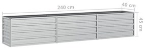 Strat inaltat de gradina argintiu 240x40x45 cm otel galvanizat 1, 240 x 40 x 45 cm