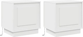 vidaXL Dulap de noapte 2 pcs Alb 44 x 34,5 x 45 cm Lemn compozit