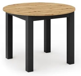 Masă extensibilă de dining WILY, stejar artisan/negru