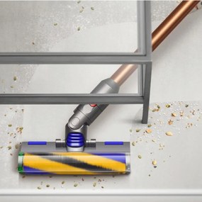 Aspirator vertical Dyson V15 Detect Absole 447000-01, 660W, 0.76 l, 60 min autonomie, Senzori, 3 moduri, LCD, Gri / aur