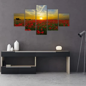 Tablou cu câmp cu maci (125x70 cm), în 40 de alte dimensiuni noi