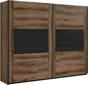 Dressing KASSEL, nuc/negru, PAL melaminat, cu 2 usi, 270x61x219 cm