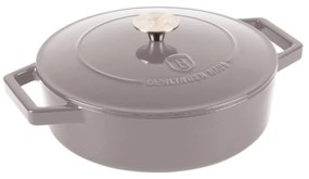 Cratiță din fontă emailata cu capac 26 cm, 2.57 L Berlinger Haus Taupe Collection BH 6527, pentru gătit lent, compatibilă cuptor/plite