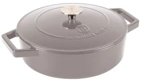 Cratiță din fontă emailata cu capac 26 cm, 2.57 L Berlinger Haus Taupe Collection BH 6527, pentru gătit lent, compatibilă cuptor/plite