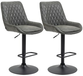 HOMCOM Tabureți de Bar Tabureti de Bucatarie, Design Tabureti de Inaltime, cu Suport pentru Picioare, 51 cm x 59 cm x 117 cm, Gri închis + Negru | Aosom Romania