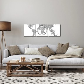 Tablou - Harta în linii (cu ceas) (90x30 cm)