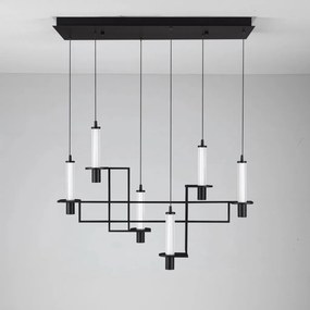 Lustra suspendata LED metal negru cu sticla, LUMIEN