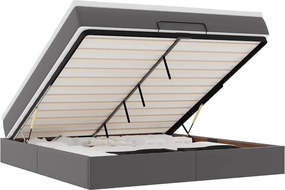 vidaXL Cadru de pat otoman cu saltele Gri 180x200cm piele artificială