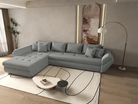 Colțar extensibil dumonde cu ladă de depozitare si sezut confortabil din spuma high-density, Loana XL Zoom Grey 335x185 cm