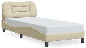 3207749 vidaXL Cadru de pat cu tăblie, crem, 90x200 cm, textil