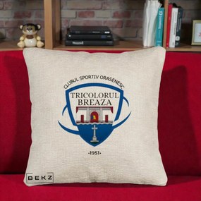 Perna Personalizata CSO Tricolorul Breaza 1951, 40x40 cm, Bej Canapea, Husa Detasabila, Perna Inclusa, BEKZ®