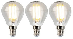 Set de 3 becuri LED cu filament E14 reglabile P45 5W 470lm 2700K