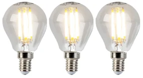 Set de 3 becuri LED cu filament E14 reglabile P45 5W 470lm 2700K
