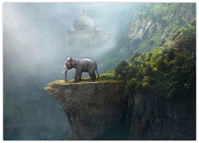 Tablou - Elefant în vârful Taj Mahalului (70x50 cm)