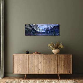 Tablou cu peisaj montan iarna (cu ceas) (90x30 cm)