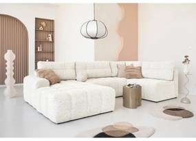 Colțar modular crem extensibil/cu spațiu de depozitare (cu colț pe partea dreaptă) Lulu – Miuform