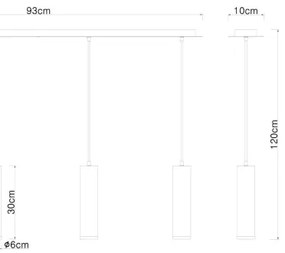 Lustră pe cablu MARION 4xE27/60W/230V lemn negru Globo 15499-4H