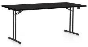 Masă plianta 180 x 80 cm, picioare negre, negru
