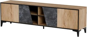 Comoda TV OVO, stejar/gri beton, PAL laminat, 180x38x53 cm