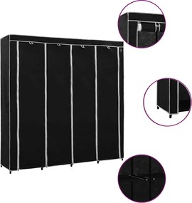 vidaXL Șifonier cu 4 compartimente, negru, 175 x 45 x 170 cm