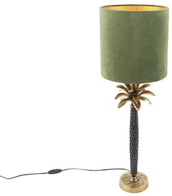 Lampă de masă Art Deco cu abajur din catifea verde 25 cm - Areka
