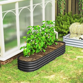 Outsunny Jardinieră înălțată pătrat, pat de grădină modular din oțel pentru legume, plante, flori, dim. 195 x 62 x 30 cm, gri | Aosom Romania