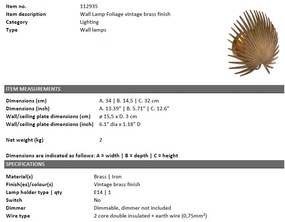 Aplica design LUX Foliage, alama vintage 112935 HZ