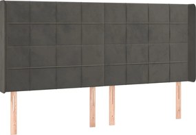 vidaXL Tăblie de pat cu aripioare gri închis 163x16x118/128 cm catifea